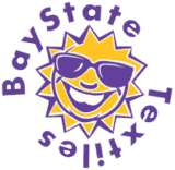 A sun with sunglasses on it and the words " boy state " in purple.