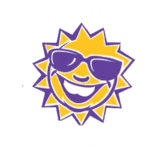 A sun with sunglasses on it's face and the words " boy stare " written underneath.